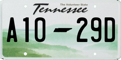 TN license plate A1029D