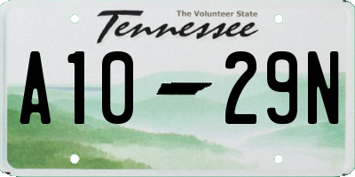 TN license plate A1029N