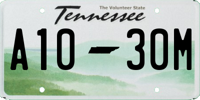TN license plate A1030M