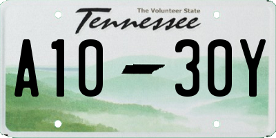 TN license plate A1030Y
