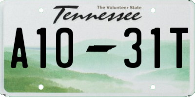 TN license plate A1031T