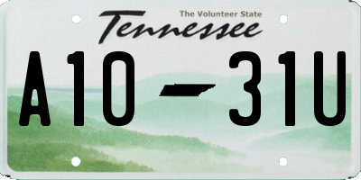 TN license plate A1031U