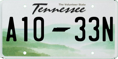 TN license plate A1033N
