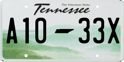 TN license plate A1033X