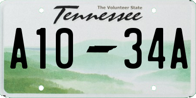 TN license plate A1034A