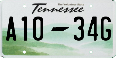 TN license plate A1034G
