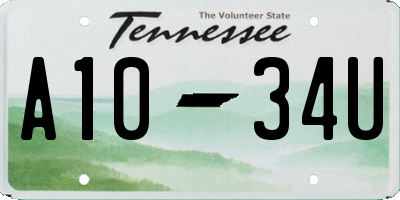 TN license plate A1034U