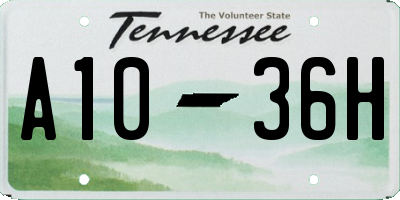 TN license plate A1036H
