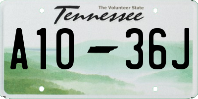 TN license plate A1036J
