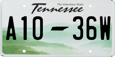 TN license plate A1036W