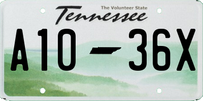 TN license plate A1036X