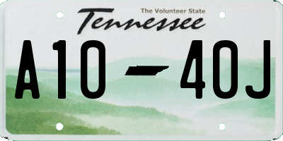 TN license plate A1040J