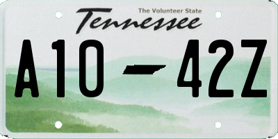 TN license plate A1042Z