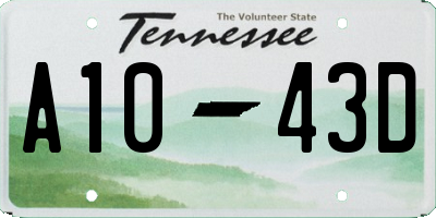 TN license plate A1043D