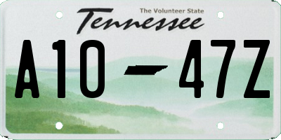 TN license plate A1047Z