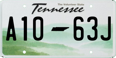TN license plate A1063J