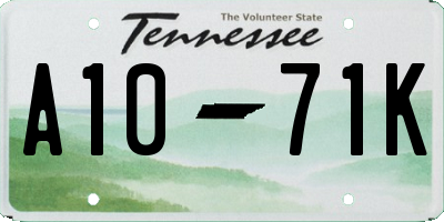 TN license plate A1071K