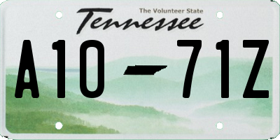 TN license plate A1071Z