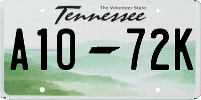 TN license plate A1072K