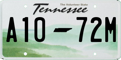 TN license plate A1072M