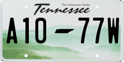 TN license plate A1077W