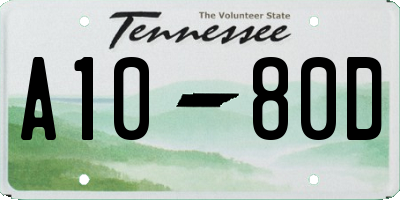 TN license plate A1080D