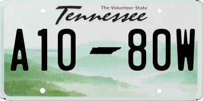 TN license plate A1080W