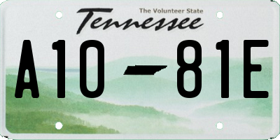 TN license plate A1081E