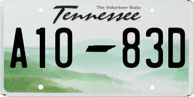 TN license plate A1083D