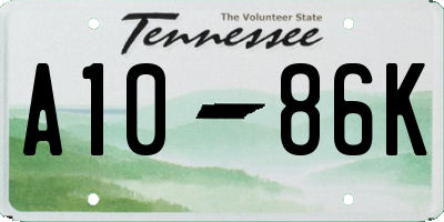 TN license plate A1086K