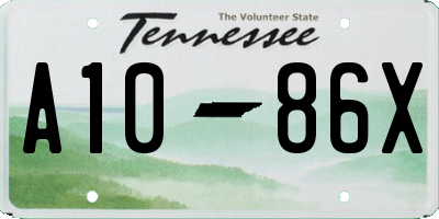 TN license plate A1086X