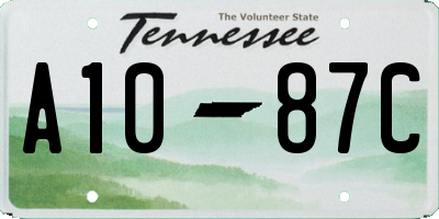 TN license plate A1087C