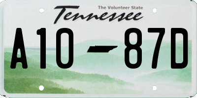 TN license plate A1087D