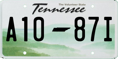 TN license plate A1087I