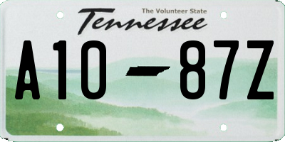 TN license plate A1087Z