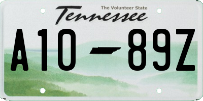 TN license plate A1089Z