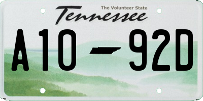 TN license plate A1092D