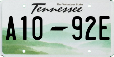 TN license plate A1092E