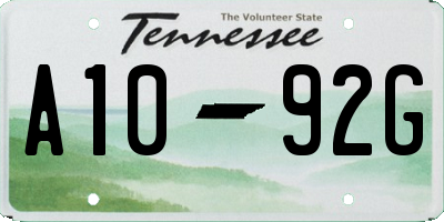 TN license plate A1092G