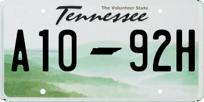 TN license plate A1092H