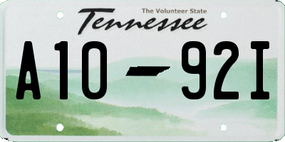 TN license plate A1092I