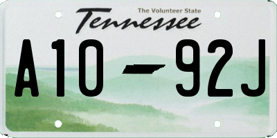 TN license plate A1092J