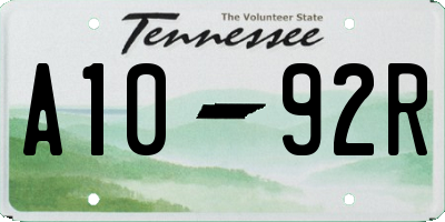 TN license plate A1092R