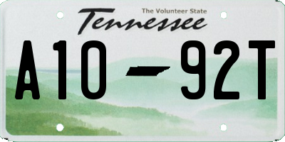 TN license plate A1092T