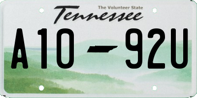 TN license plate A1092U
