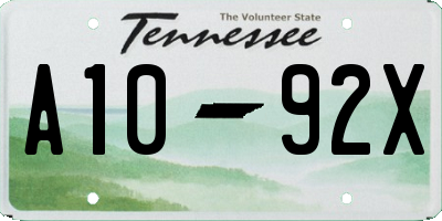 TN license plate A1092X