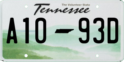 TN license plate A1093D