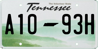 TN license plate A1093H