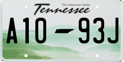 TN license plate A1093J