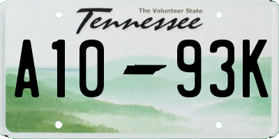 TN license plate A1093K
